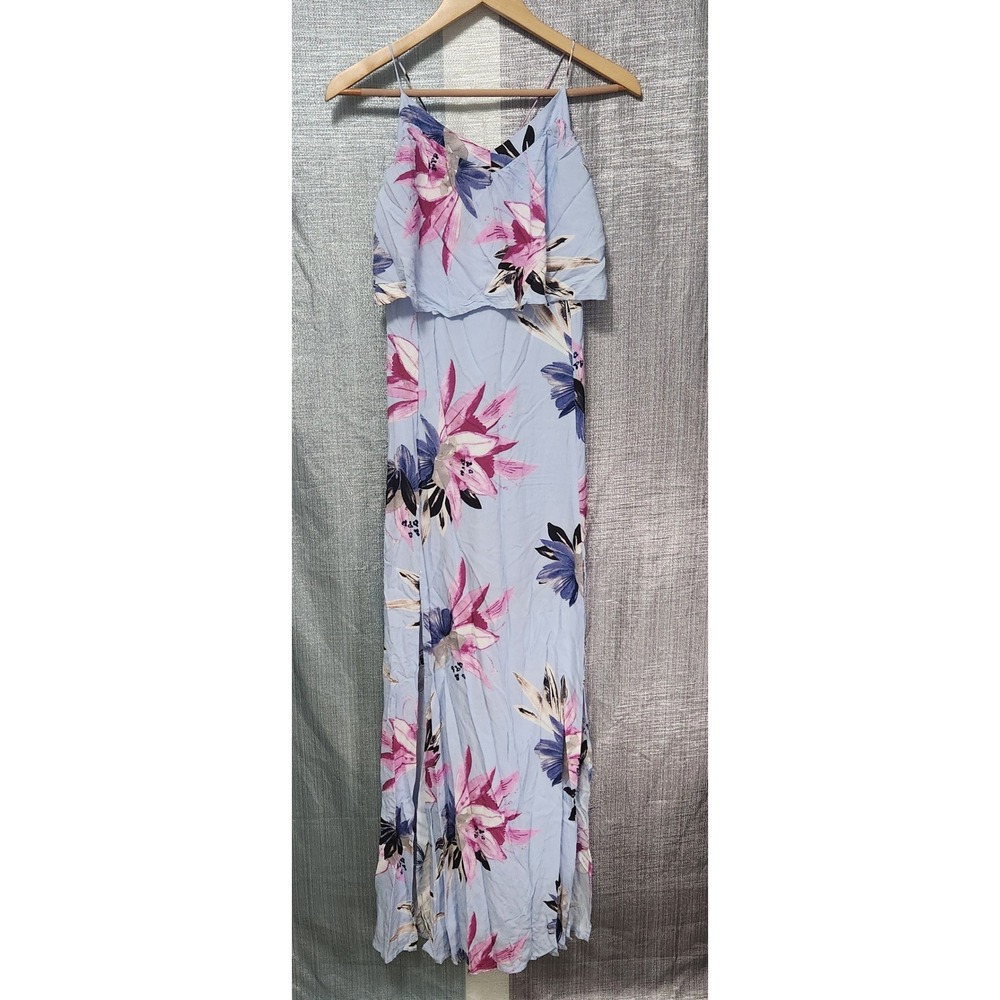 ONeill Milly Floral Popover Maxi Dress Tropical M Cruise Beach Resort Coastal